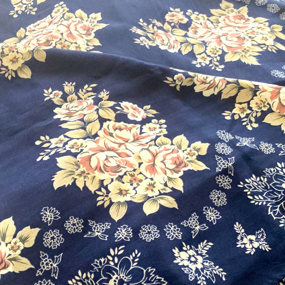 LAST CALL - Navy, rose scarf with neutral cream.  34” square - Picture 8 of 8
